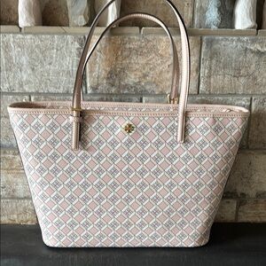 NWT Tory Burch Elegant Pink Patterned Tote Bag